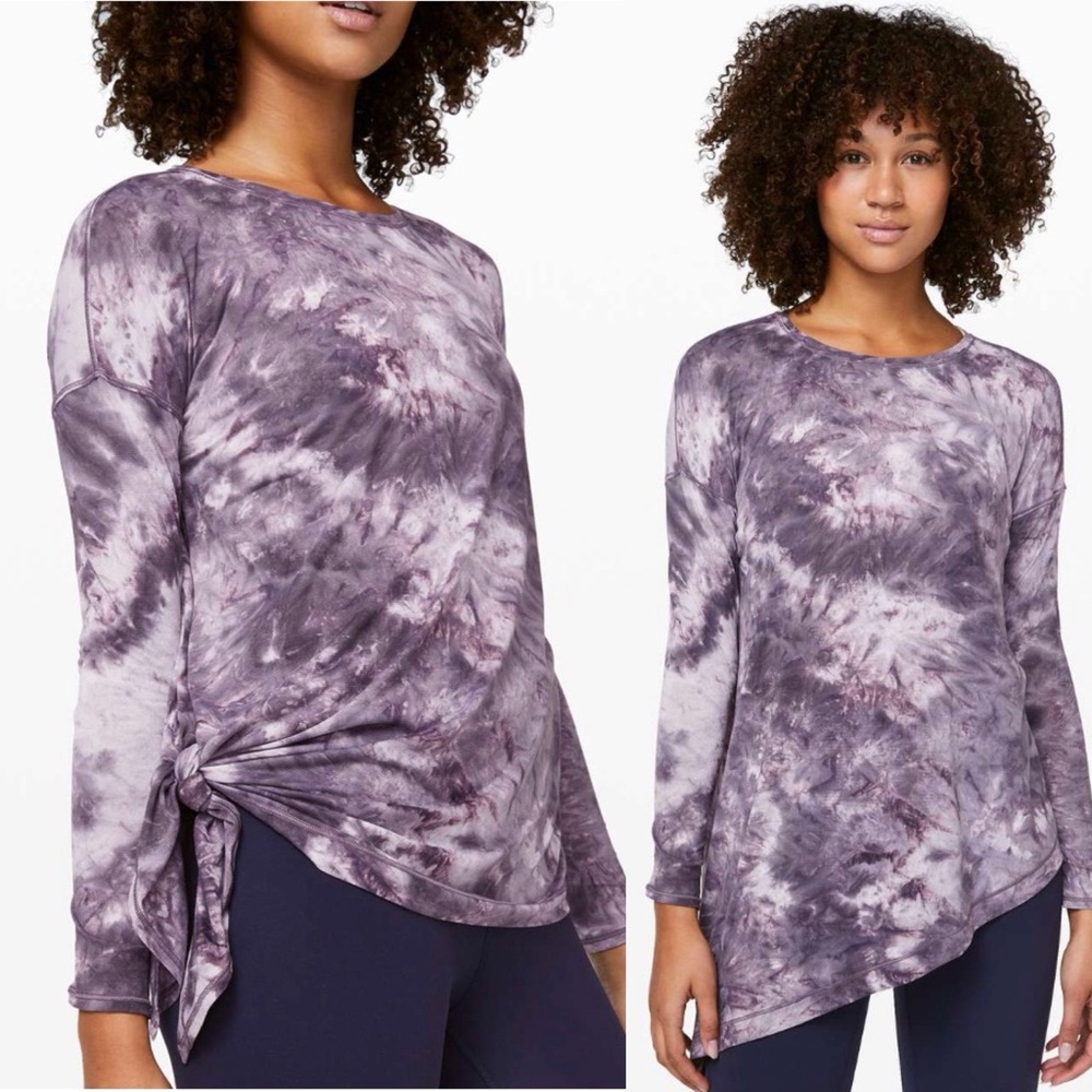 Lululemon To The Point Long Sleeve Mist Diamond Dye Glacier Grey Moonwalk Size 8